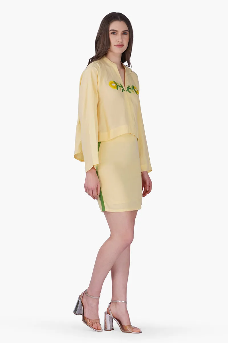 Lemonade Embroidered Yellow Flared Top sold by America & Beyond product image thumbnail 3