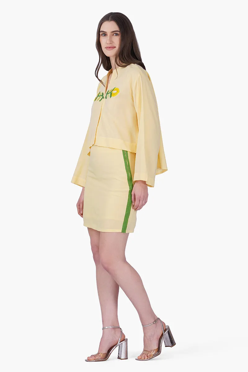 Lemonade Embroidered Yellow Flared Top sold by America & Beyond product image thumbnail 4