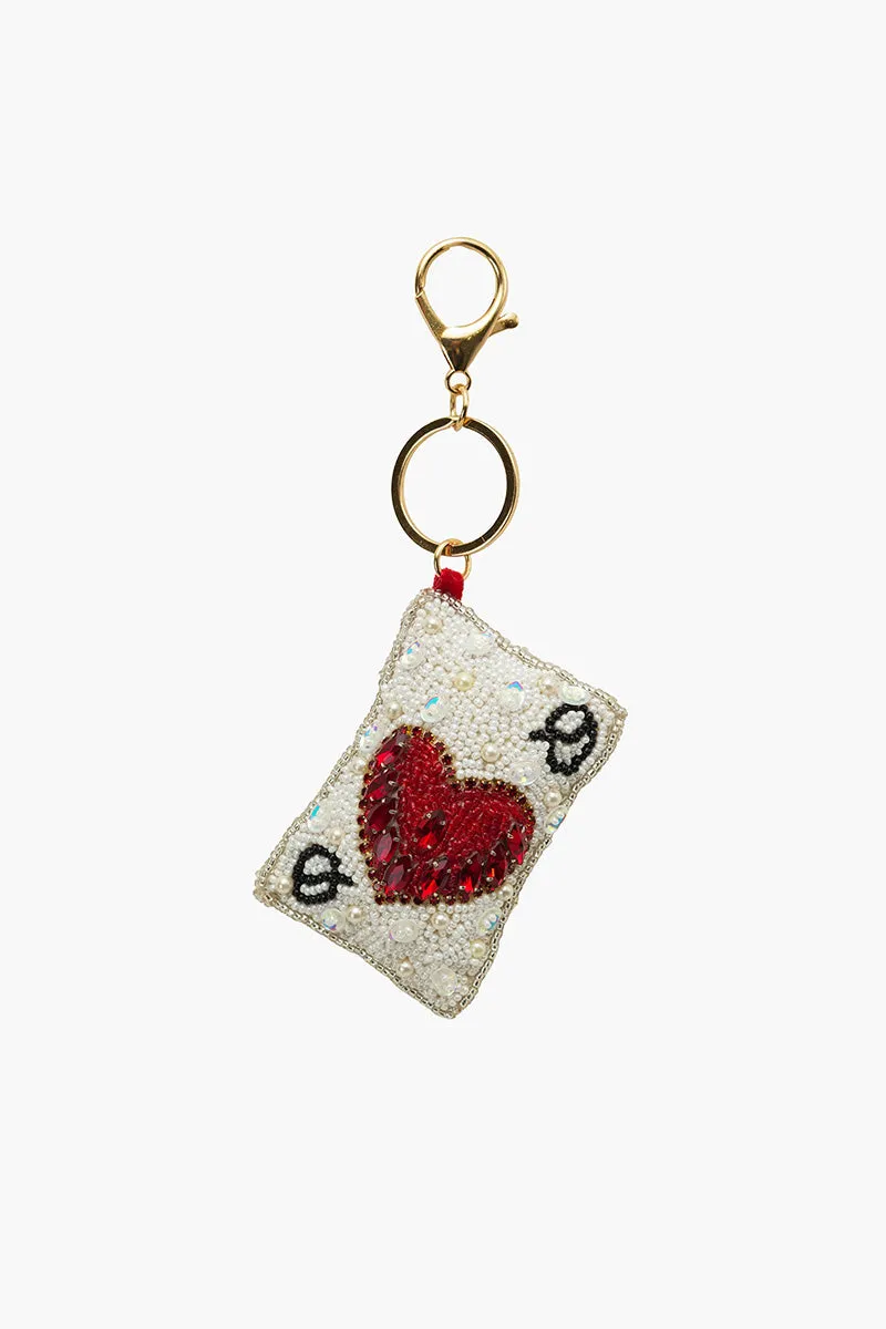 Queen of Hearts Hand-Beaded Boho Bag Charm sold by America & Beyond