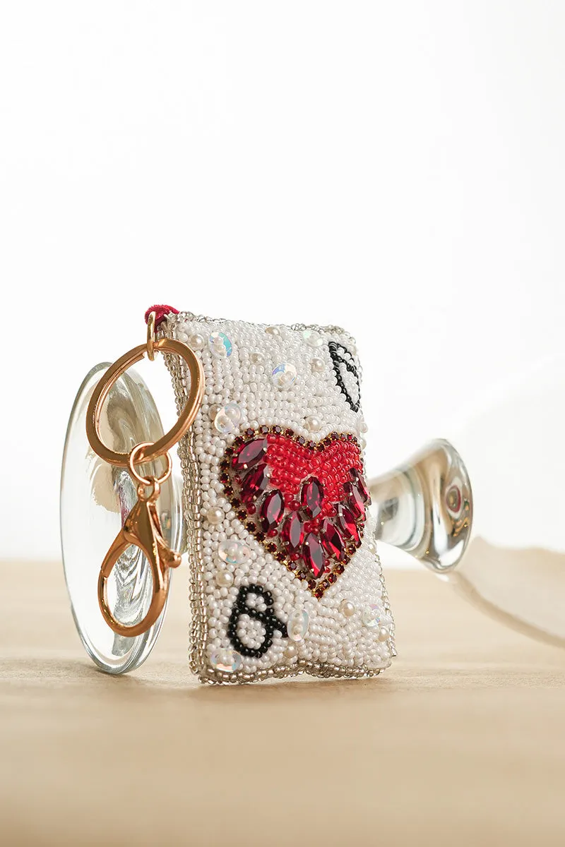 Queen of Hearts Hand-Beaded Boho Bag Charm sold by America & Beyond product image thumbnail 2