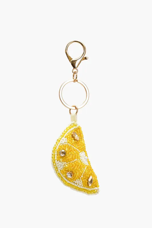 Zesty Lemon Citrus Splash Hand-Beaded Bag Charm made by America & Beyond