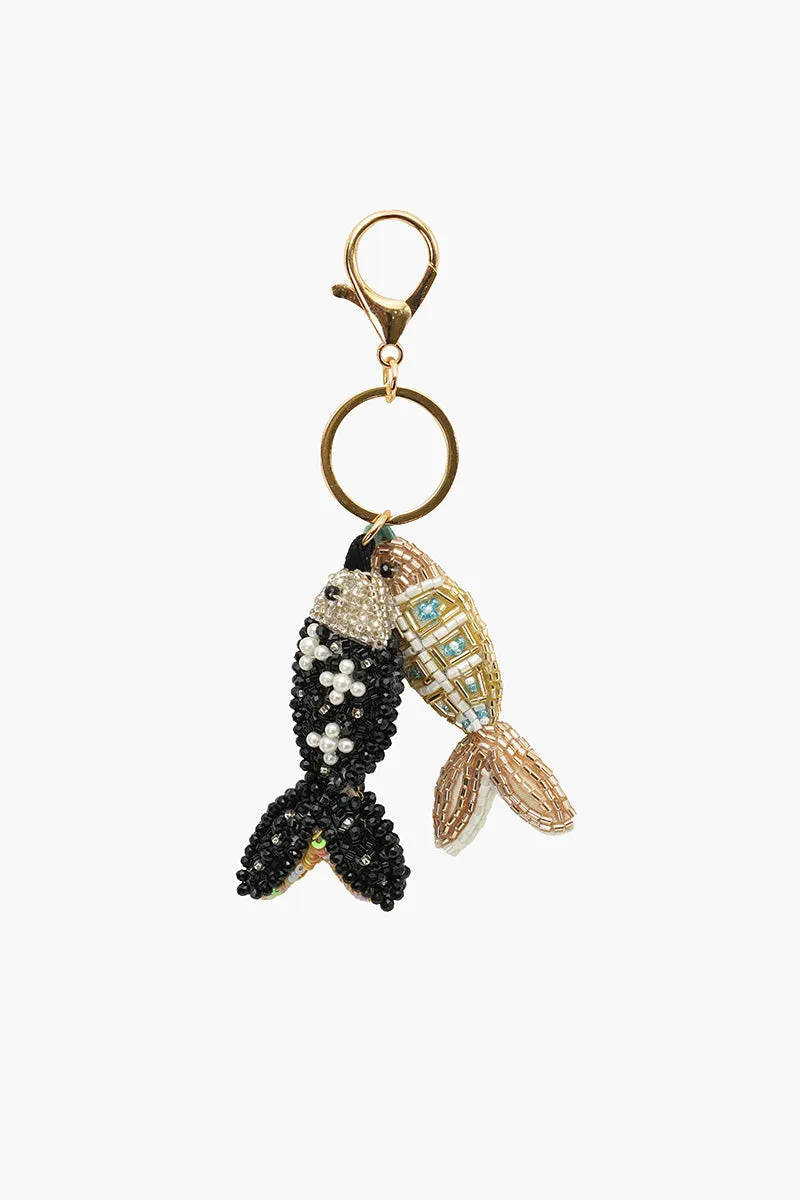 Coastal Fishy Fun Hand-Beaded Bag Charm sold by America & Beyond