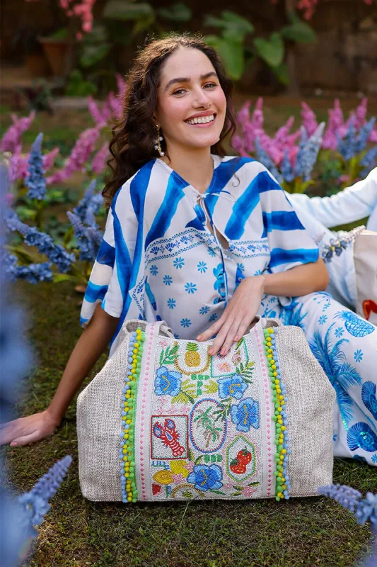 Capri Zest Lemon Strawberry Hibiscus Oversized Tote made by America & Beyond