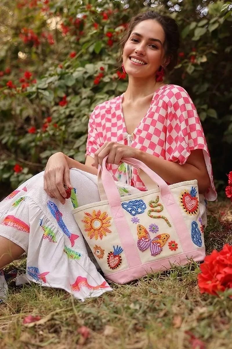 Whimsical Butterfly Beaded Small Boat Tote sold by America & Beyond