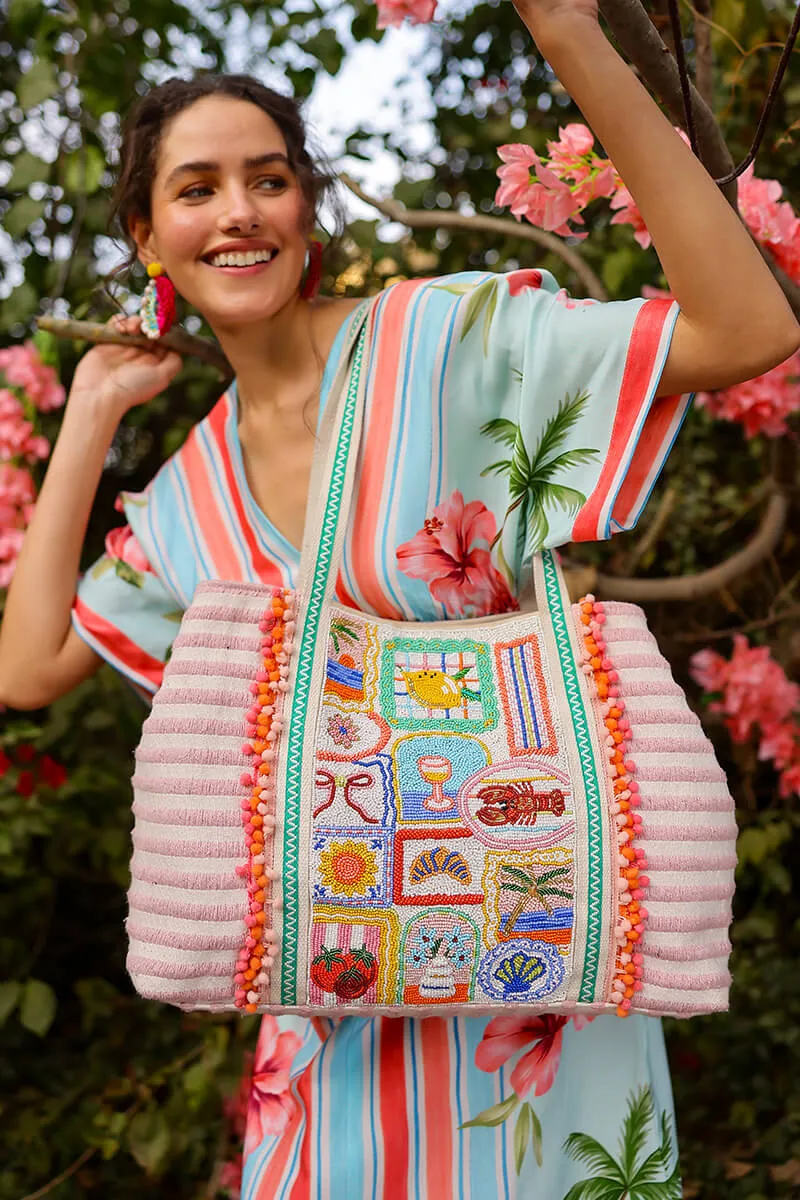 Ultimate Summer Vacay Beaded Oversized Tote sold by America & Beyond