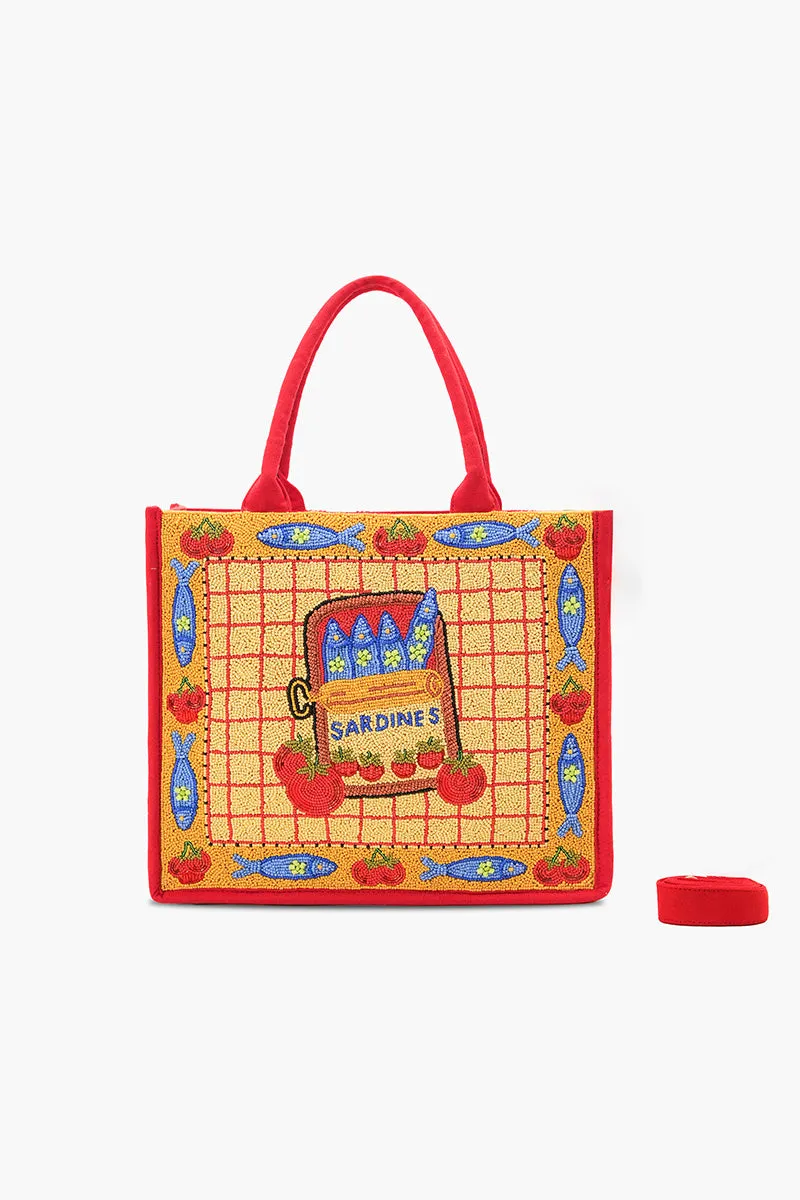 Deep Sea Sardine Beaded Coastal Book Tote sold by America & Beyond product image thumbnail 2