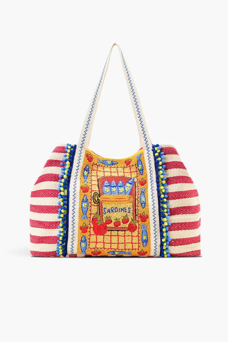 Deep Sea Sardine Beaded Coastal Oversized Tote sold by America & Beyond