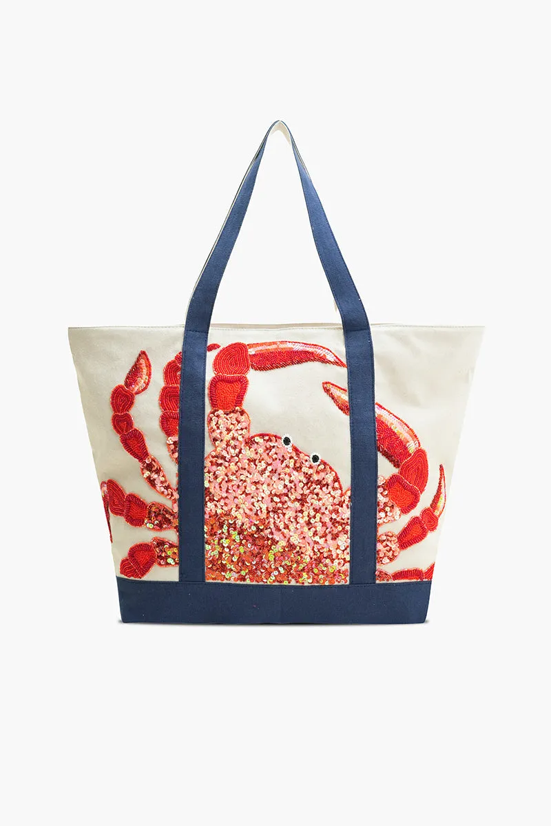 Seaside Crab Hand-Beaded Nautical Boat Tote sold by America & Beyond product image thumbnail 2