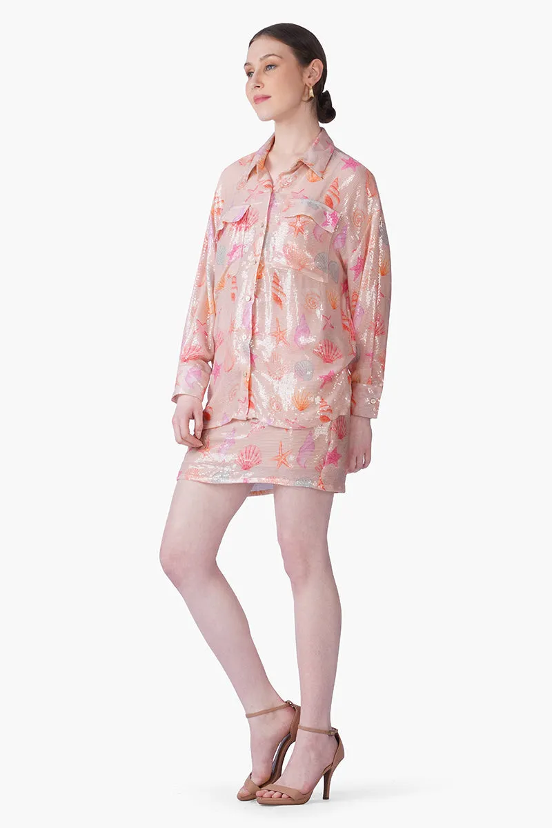 Peach Sequinned Shores Shirt sold by America & Beyond product image thumbnail 4