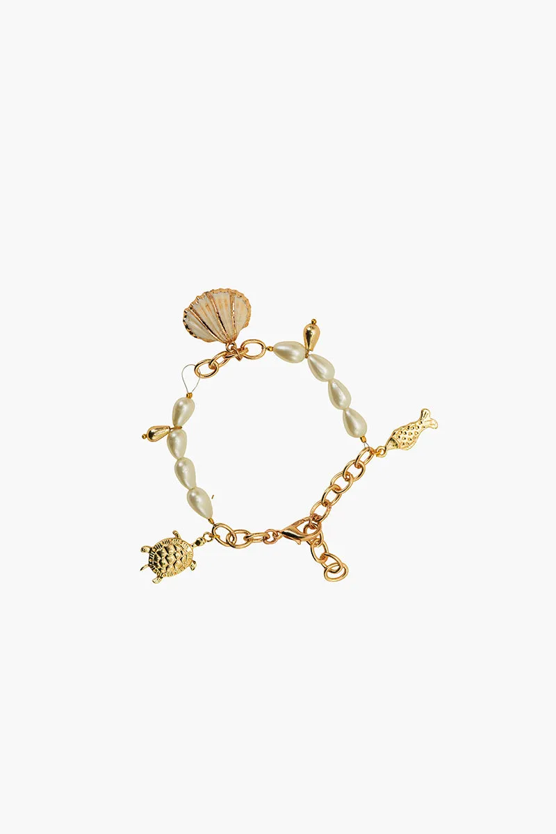 Ocean Charm Wave Artisanal Beaded Bracelet sold by America & Beyond