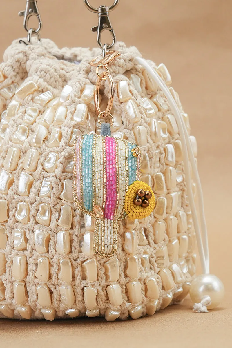 Sporty Pickleball Hand-Beaded Boho Bag Charm sold by America & Beyond product image thumbnail 2