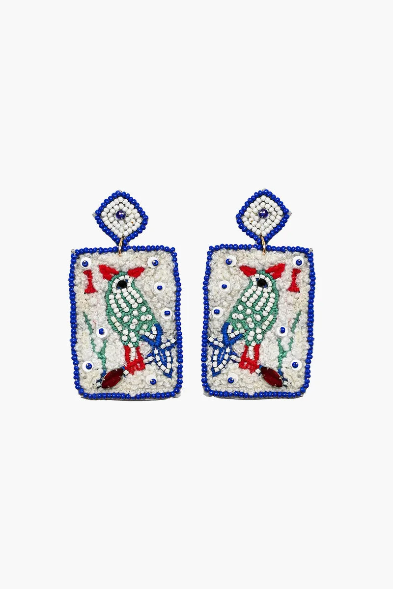 Mahjong Bird Beaded Earrings sold by America & Beyond
