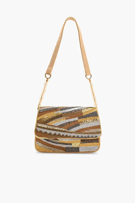 Beaded Shoulder Bag-Metallic made by America & Beyond