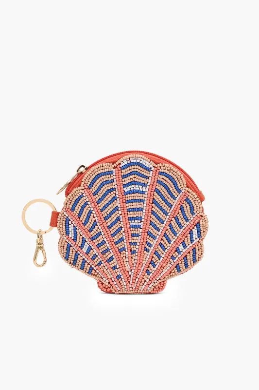 Coral Coast Shell Beaded coin Pouch made by America & Beyond