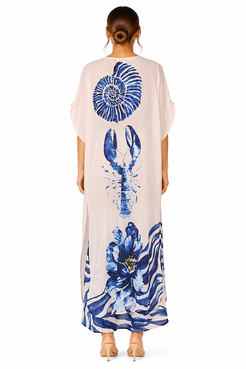 Ocean Print Navy Cover Up sold by America & Beyond product image thumbnail 4