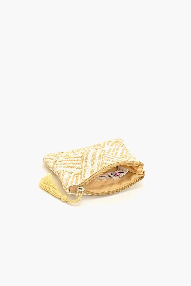 Beige Handwoven Jacquard Coin Bag sold by America & Beyond product image thumbnail 2