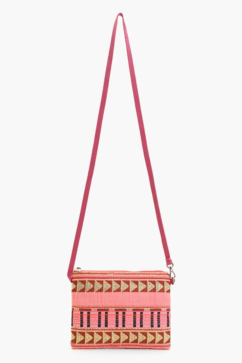 Mexican Striped Spring Top Zip Clutch -Pink and Brown sold by America & Beyond product image thumbnail 2