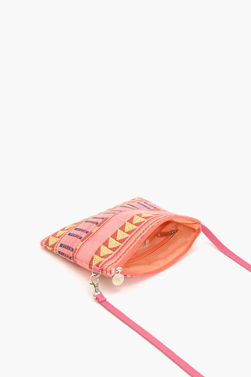 Mexican Striped Spring Top Zip Clutch -Pink and Brown sold by America & Beyond product image thumbnail 3