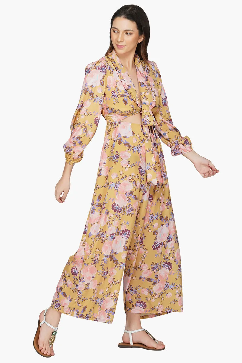 Golden Garden Floral Front Knot Jumpsuit sold by America & Beyond product image thumbnail 2