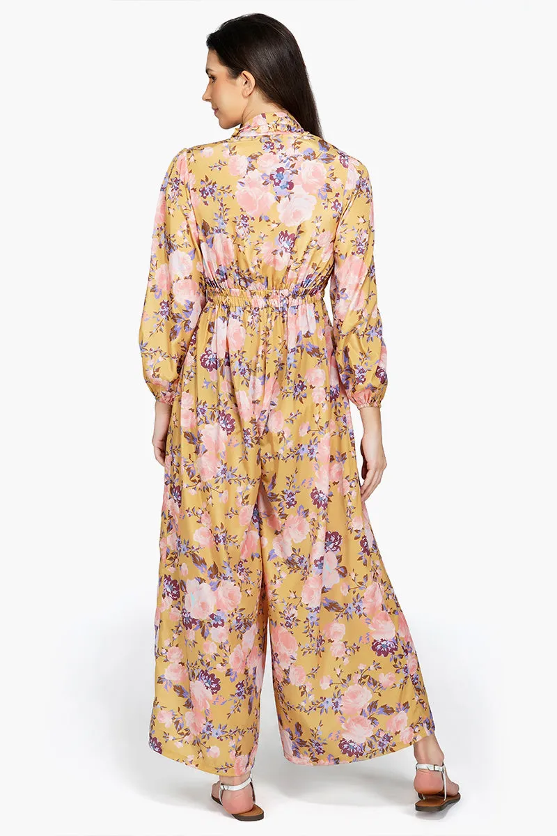 Golden Garden Floral Front Knot Jumpsuit sold by America & Beyond product image thumbnail 4