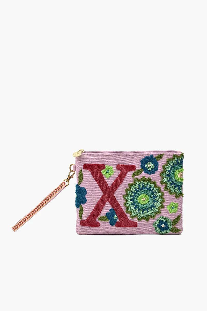 X Personalized Initial Embellished Wristlet Pouch sold by America & Beyond