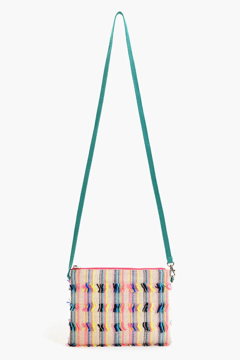 Fringed stripe Spring Top Zip Clutch sold by America & Beyond product image thumbnail 2