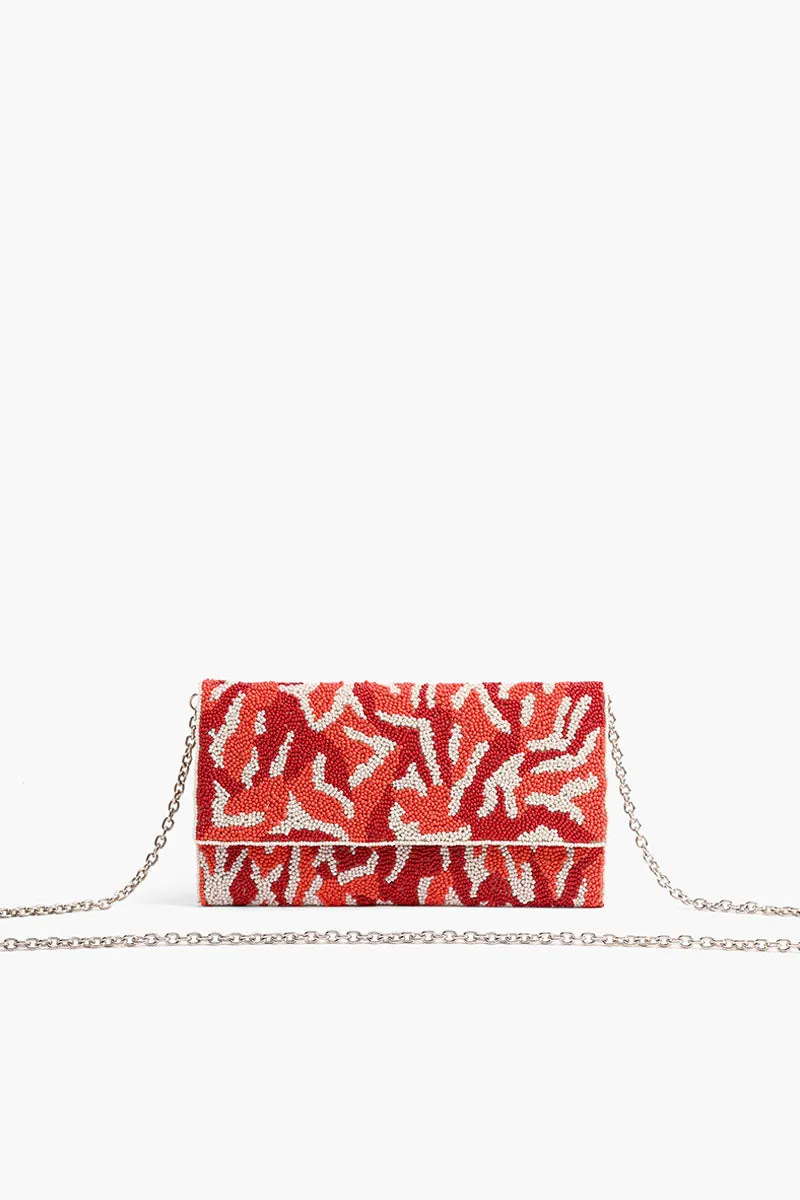 Coral Reef Beaded Flap Clutch sold by America & Beyond