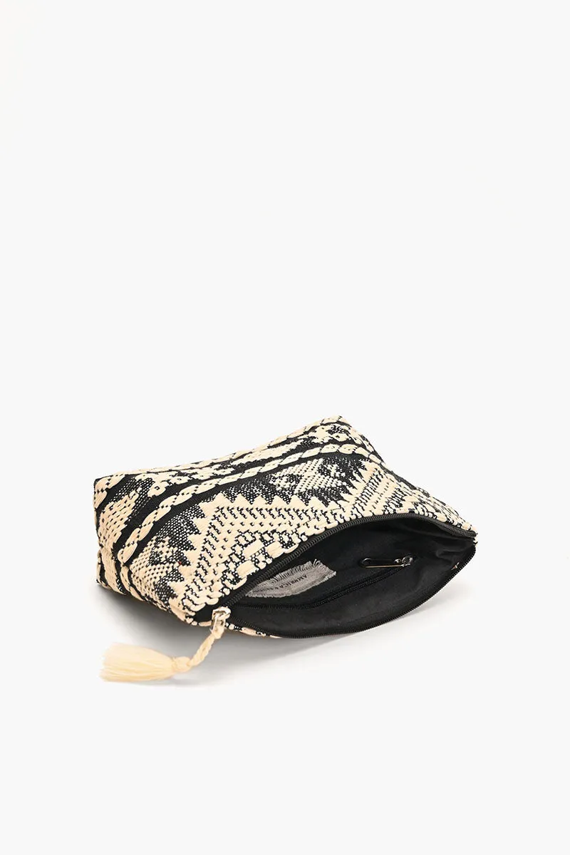 Black & Cream Tribal Pattern Jacquard Cosmetic Pouch sold by America & Beyond product image thumbnail 3