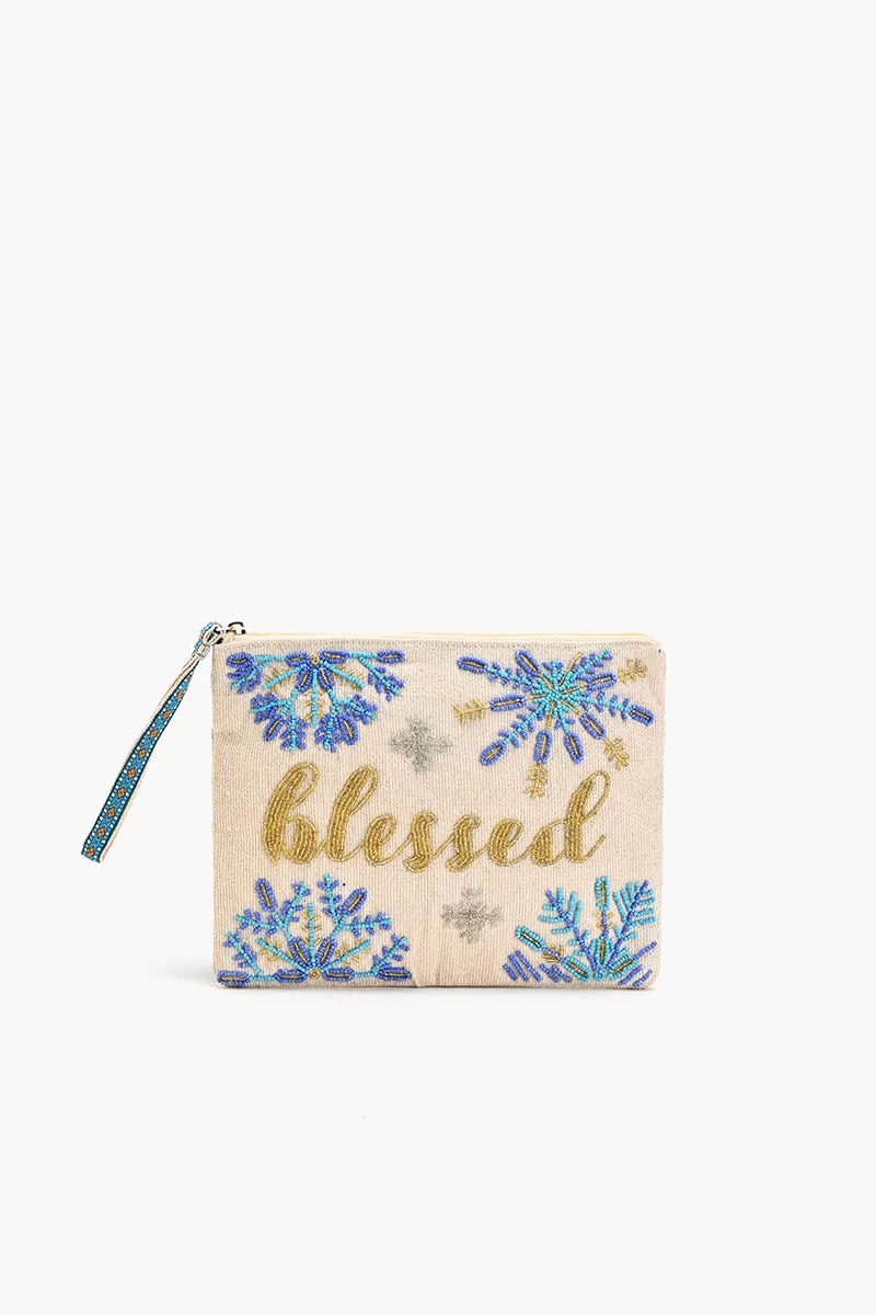 Blessed Embellished Wristlet Clutch sold by America & Beyond