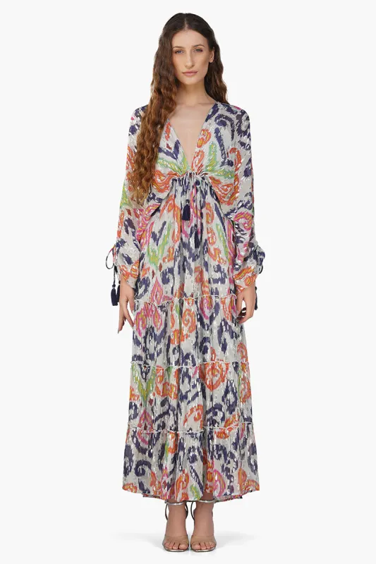 Multi Abstract Gloria Maxi Dress sold by America & Beyond
