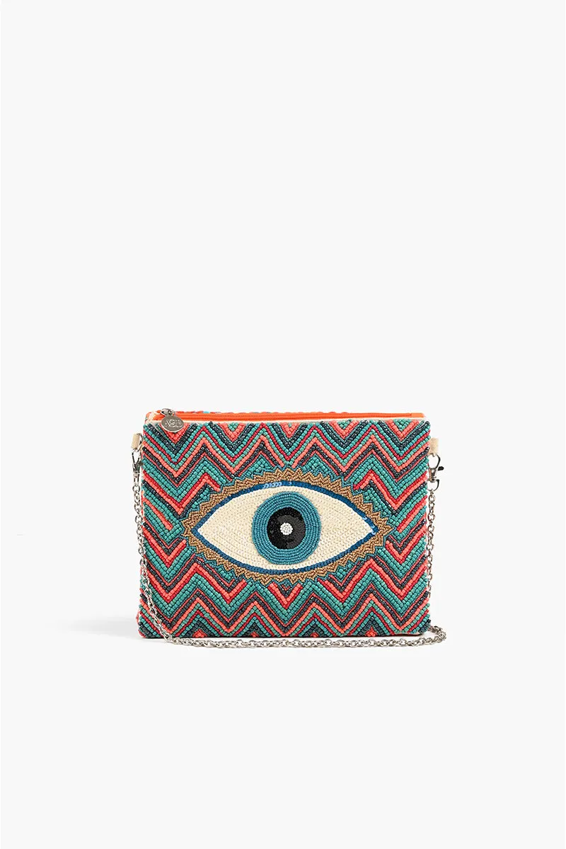 Evil Eye Good Luck Clutch with Removable Crossbody Chain sold by America & Beyond