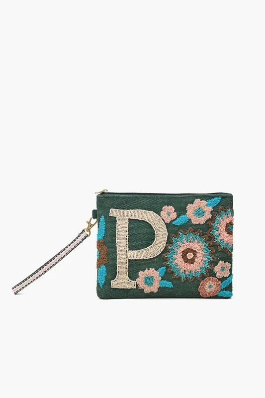 P Personalized Initial Embellished Wristlet Pouch sold by America & Beyond