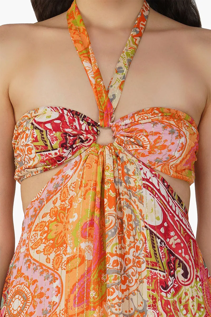 Multi Palm Paisley Maxi Dress sold by America & Beyond product image thumbnail 5