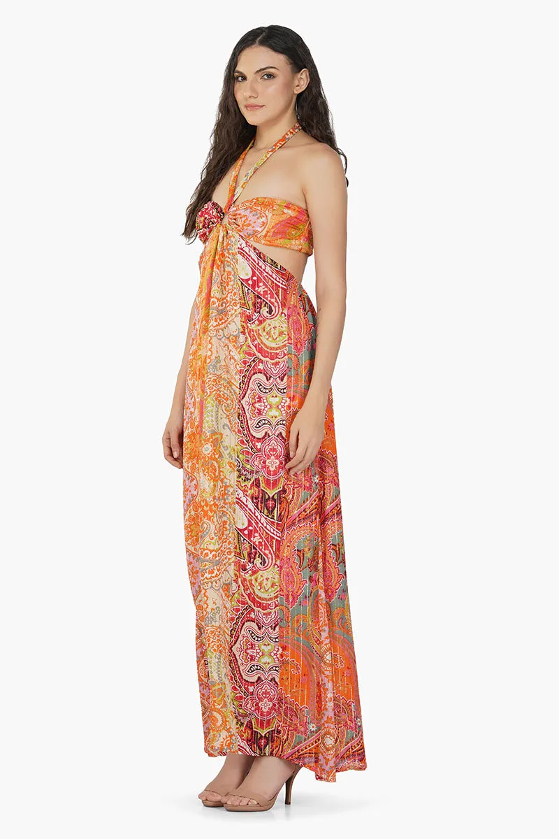 Multi Palm Paisley Maxi Dress sold by America & Beyond product image thumbnail 3