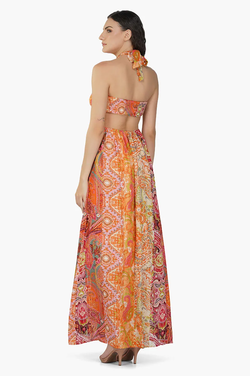 Multi Palm Paisley Maxi Dress sold by America & Beyond product image thumbnail 4