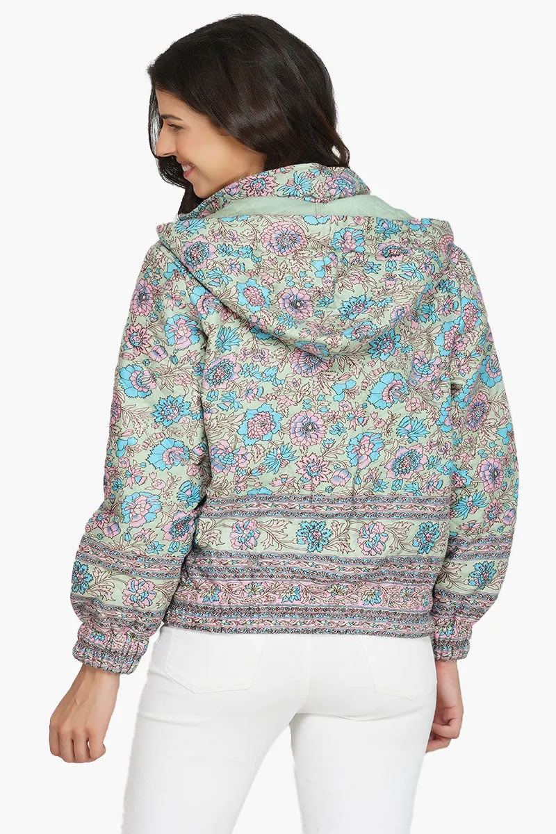 Aruba Blue Floral Bomber Jacket sold by America & Beyond product image thumbnail 5