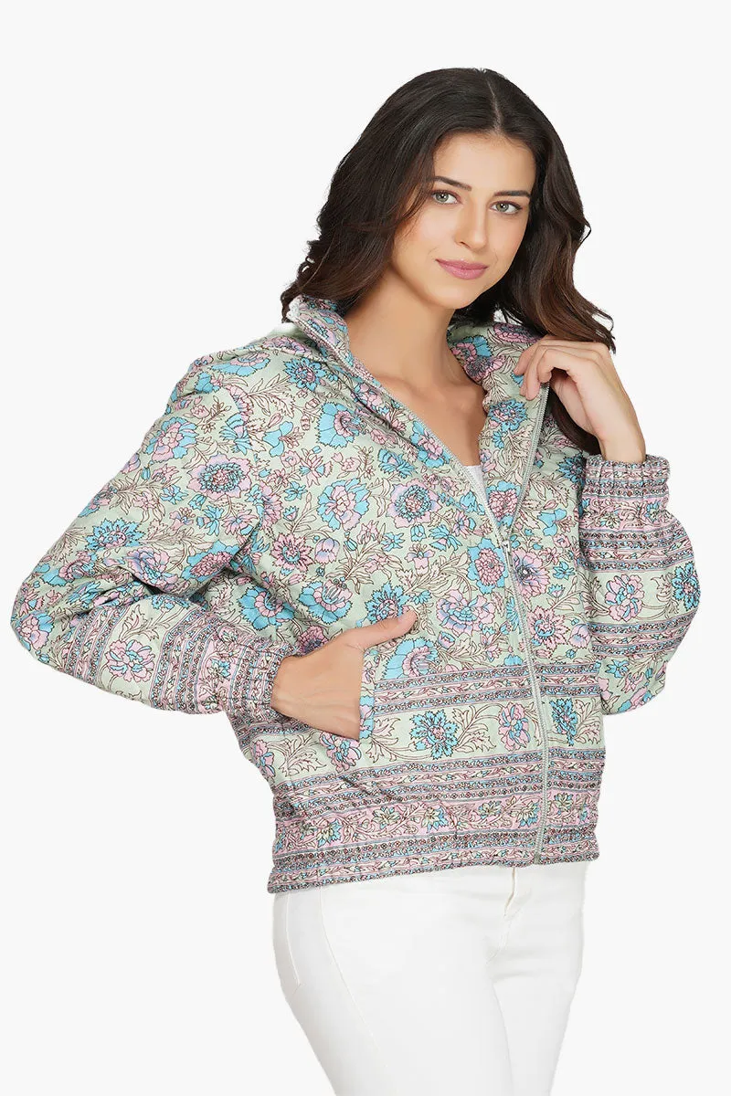 Aruba Blue Floral Bomber Jacket sold by America & Beyond product image thumbnail 3