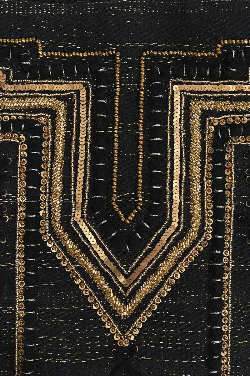 Luxe Love Tote - Hand Beaded Large Black Tote For Women sold by America & Beyond product image thumbnail 2