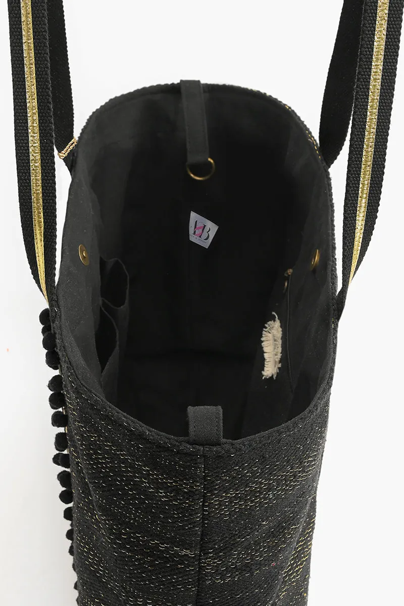 Luxe Love Tote - Hand Beaded Large Black Tote For Women sold by America & Beyond product image thumbnail 5