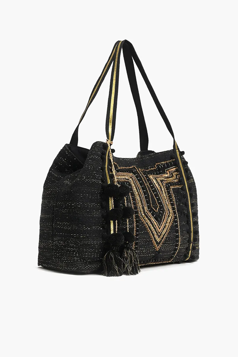 Luxe Love Tote - Hand Beaded Large Black Tote For Women sold by America & Beyond product image thumbnail 3
