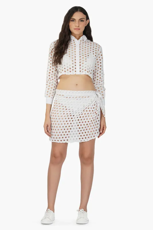 White Loop Wrap Skirt sold by America & Beyond