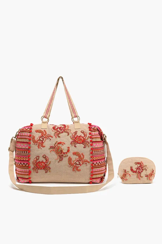 Weekend Travel Bag with Pouch Crab sold by America & Beyond