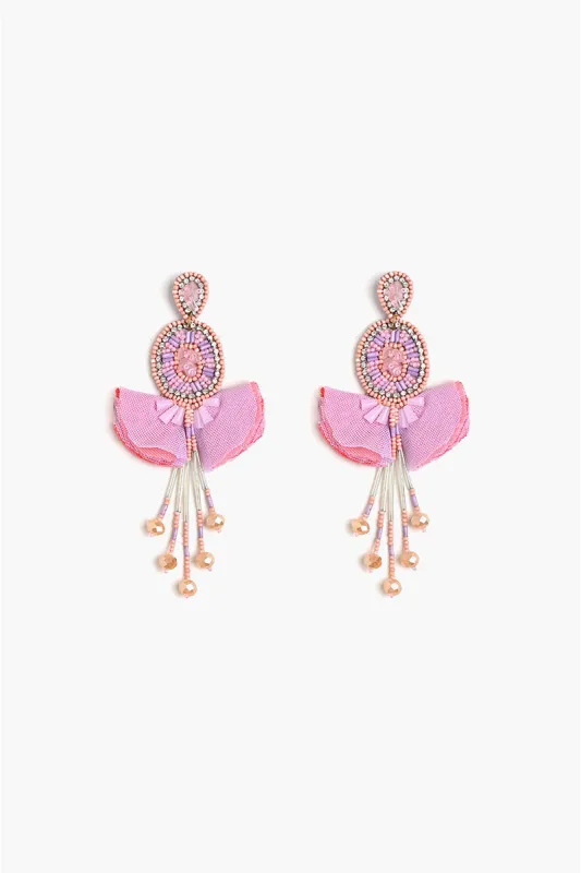 Pink Blossom Beaded Earrings sold by America & Beyond