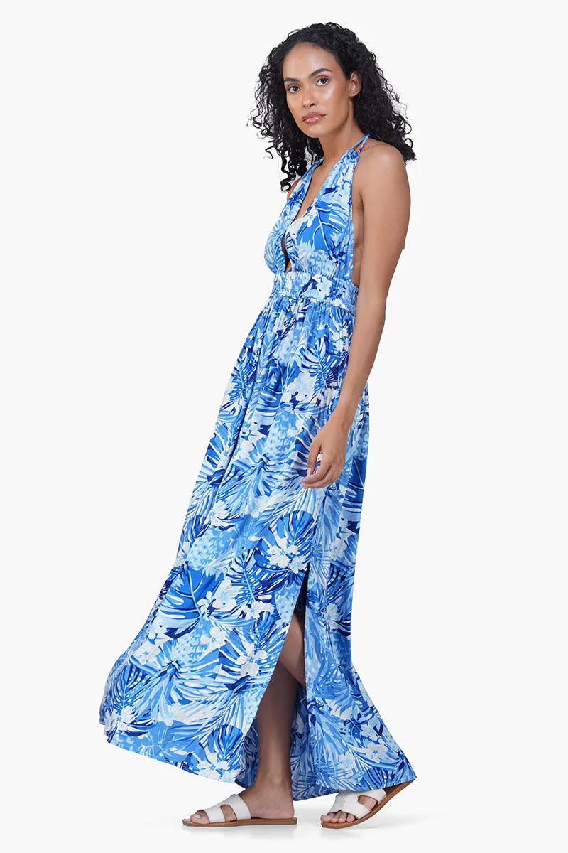 Tropical Blue Maxi Dress sold by America & Beyond product image thumbnail 3