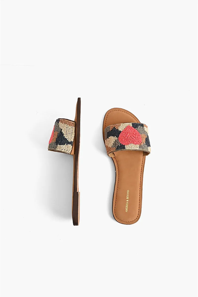 Don't Hide Your Heart Beaded Slide Sandals sold by America & Beyond product image thumbnail 3