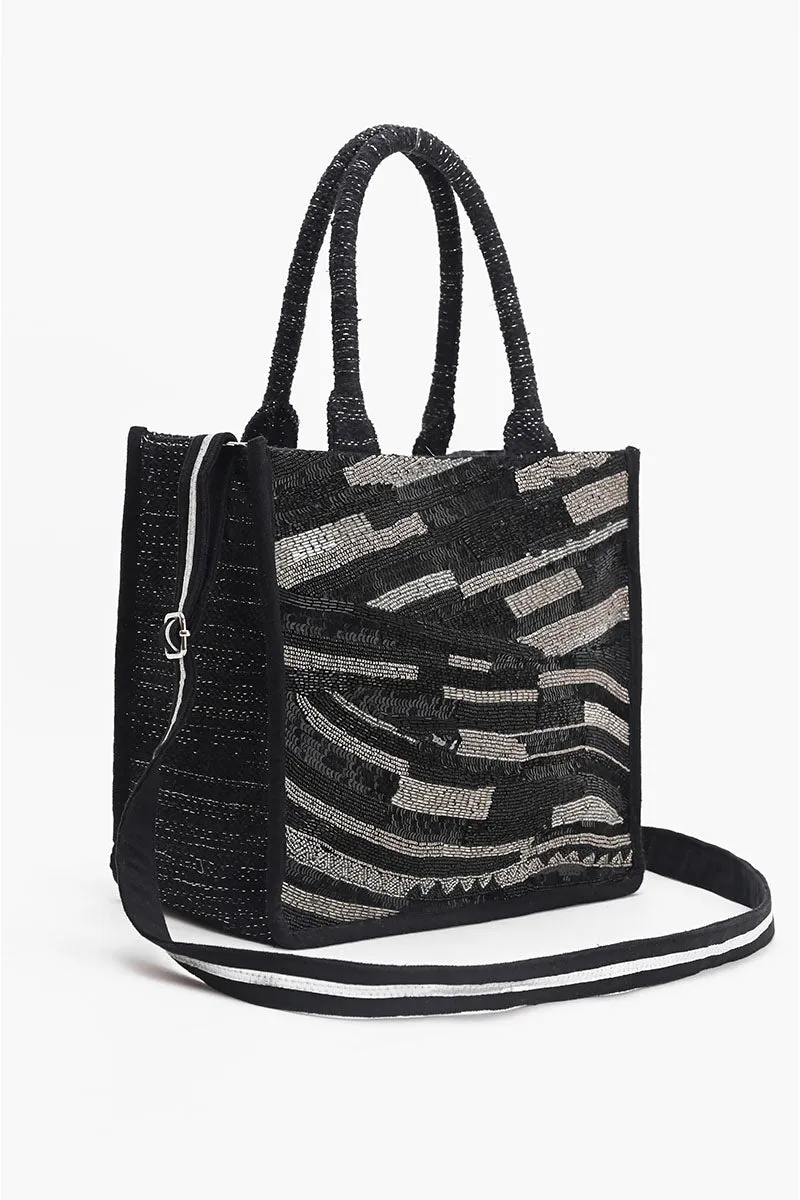 Black Luxe Embellished Tote sold by America & Beyond product image thumbnail 3
