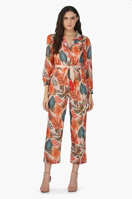 Alisha Leaf Printed Jumpsuit sold by America & Beyond