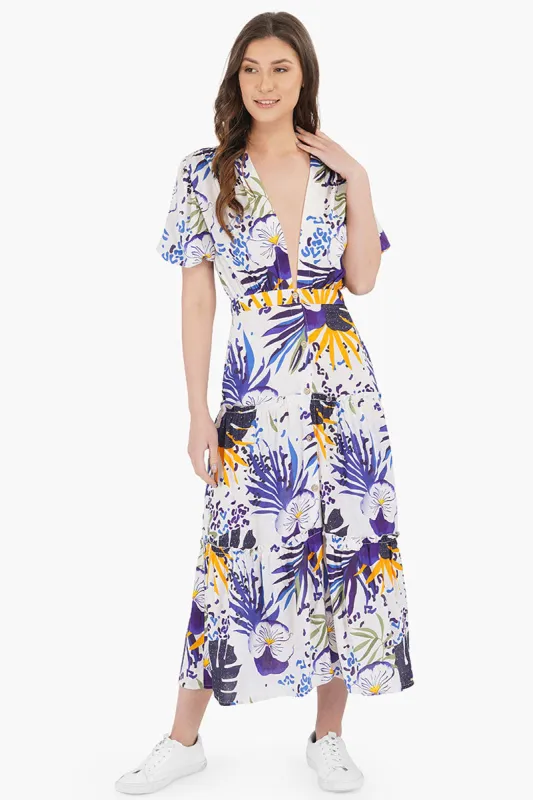 Tropical Twilight Midi Dress sold by America & Beyond