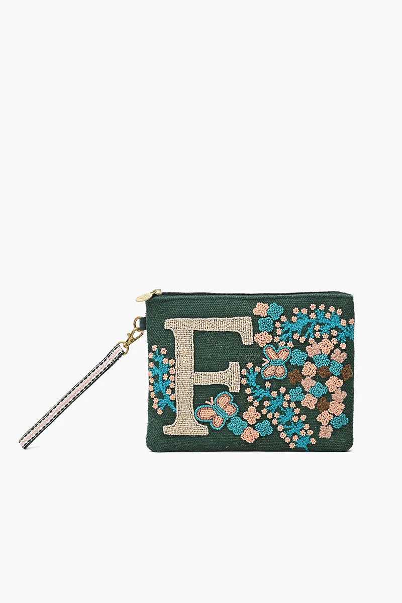 F Personalized Initial Embellished Wristlet Pouch sold by America & Beyond