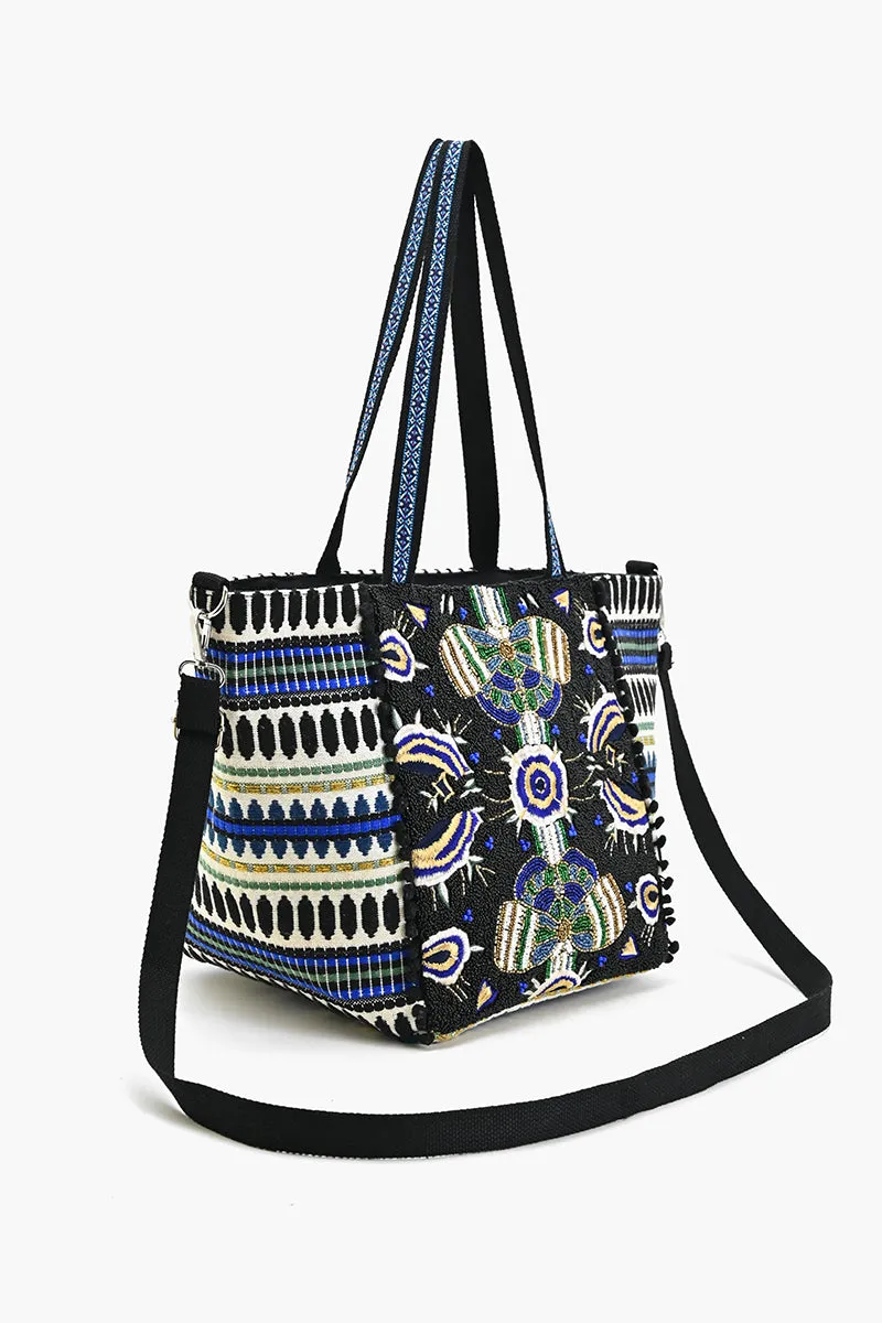 Black Navy Butterfly Embellished Tote sold by America & Beyond product image thumbnail 3
